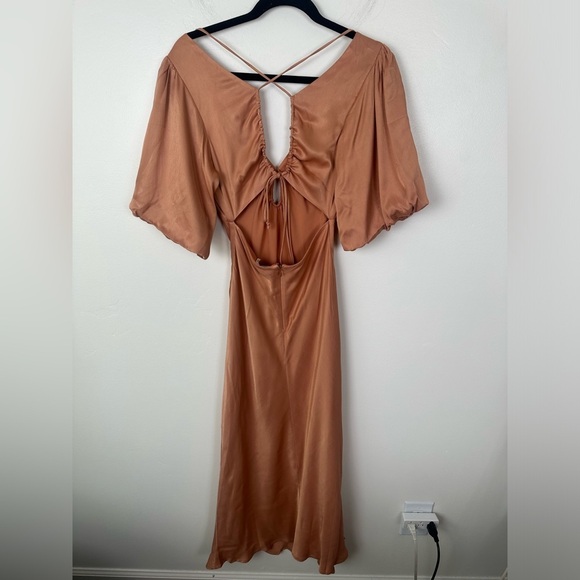 MOS The Label Ethereal Sleeved Keyhole Puff Sleeve Midi Dress Size 4 - Picture 2 of 8